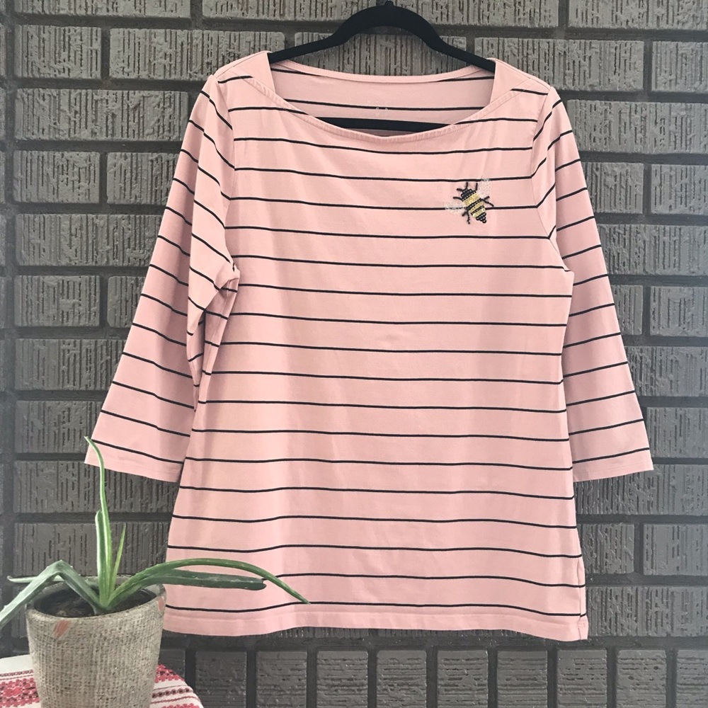 a new day • Pink & Black Striped Top XLarge